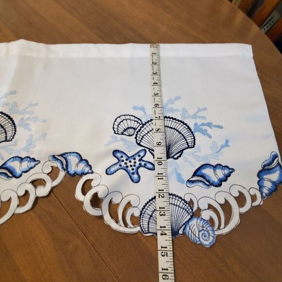 Collections ETC Window Valances Coastal Seashell Applique Embroidered Cut-Work - Picture 7 of 9